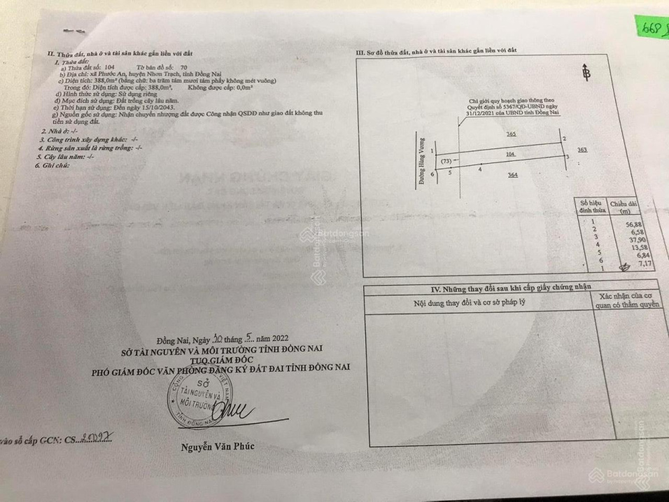 Bán đất 3 MT Hùng Vương, Phước An 668m² (8x56m) nở hậu 16,5m. Giá 14 tỷ 16005043
