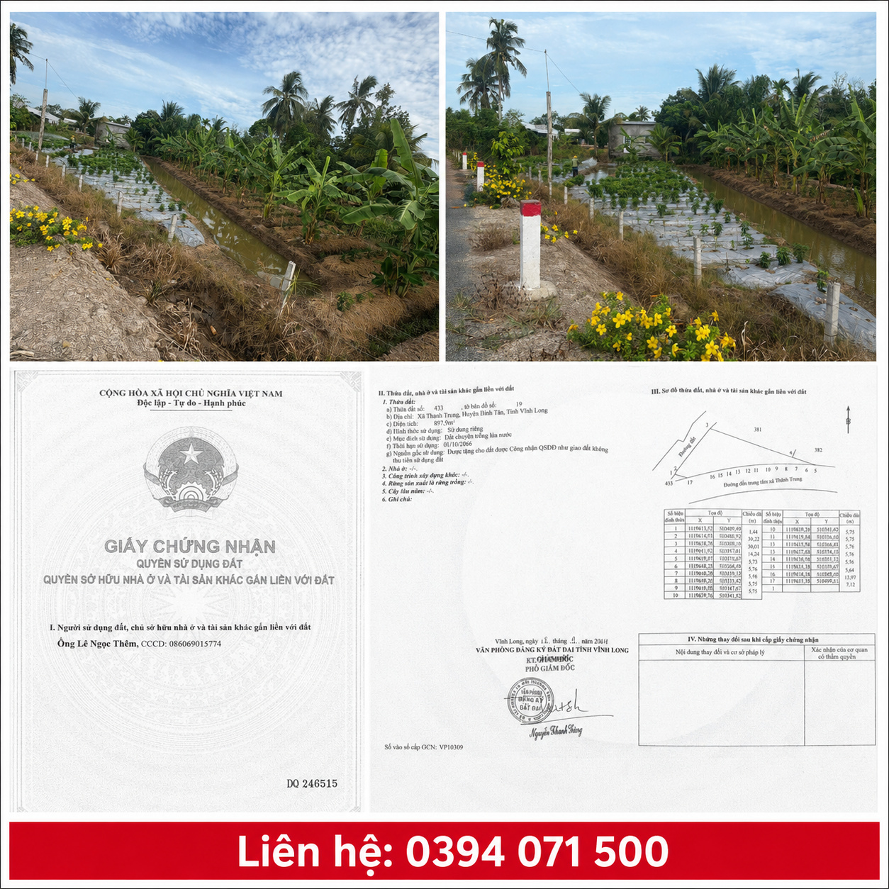 BÁN 3 THỬA ĐẤT – LỘ NHỰA 6M – THÀNH TRUNG, BÌNH TÂN, VĨNH LONG 16005152