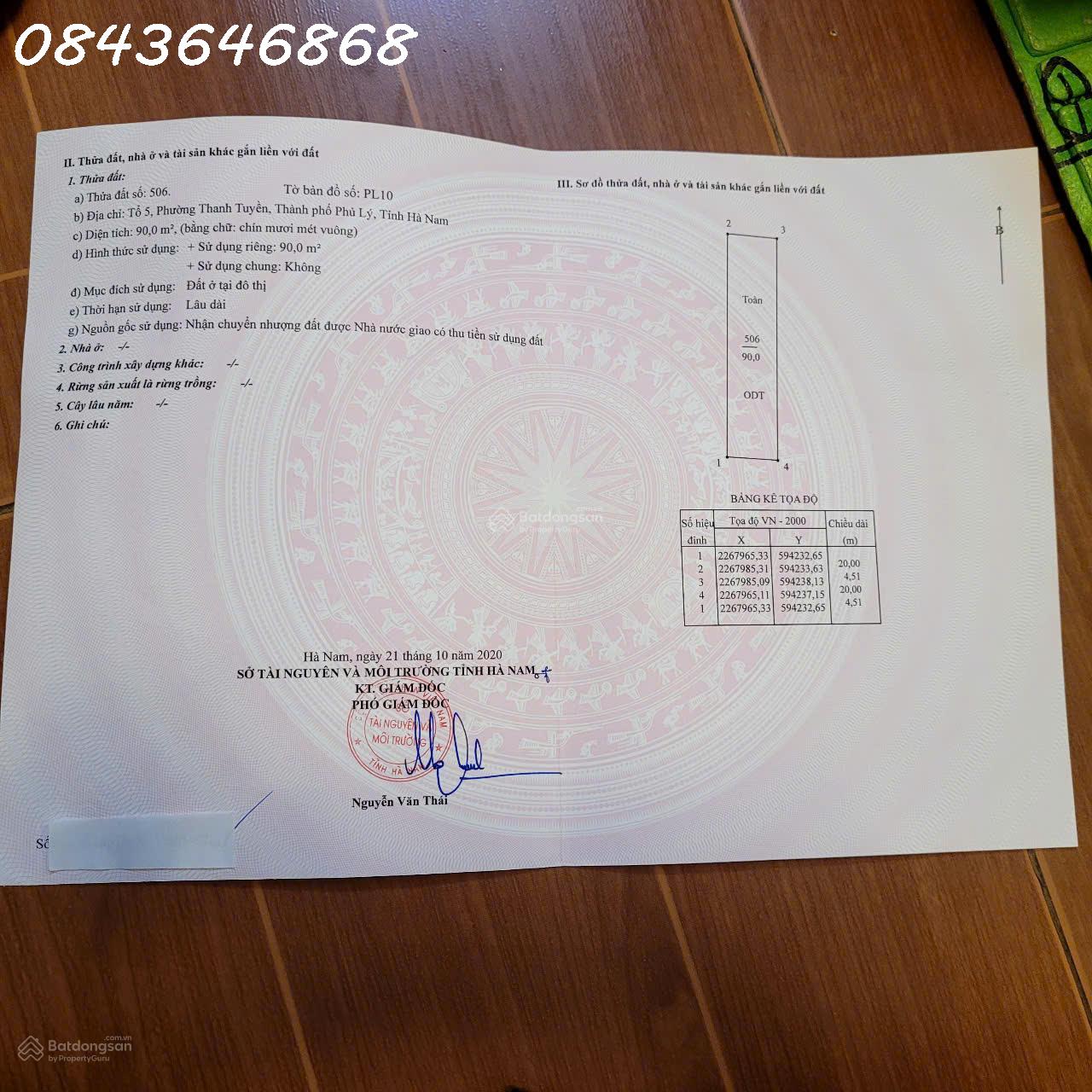 Sổ đỏ chính chủ bán đất Tổ 5, phường Thanh Tuyền 90m2, giá 2,2 tỷ. LH 0843 646 868 16005378