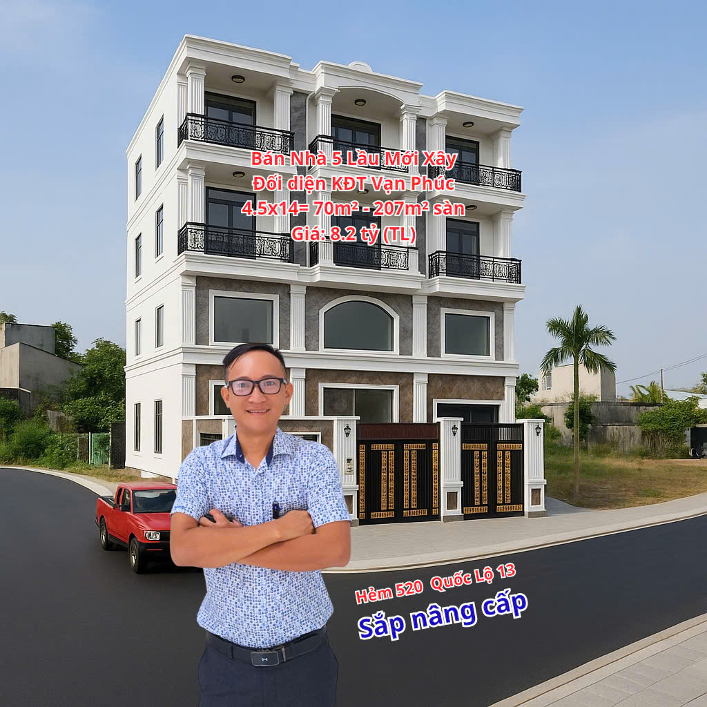 BÁN NHÀ 5 LẦU MỚI XÂY NGAY VẠN PHÚC - HẺM 520 QUỐC LỘ 13 - HIỆP BÌNH PHƯỚC - TP THỦ ĐỨC 16005650