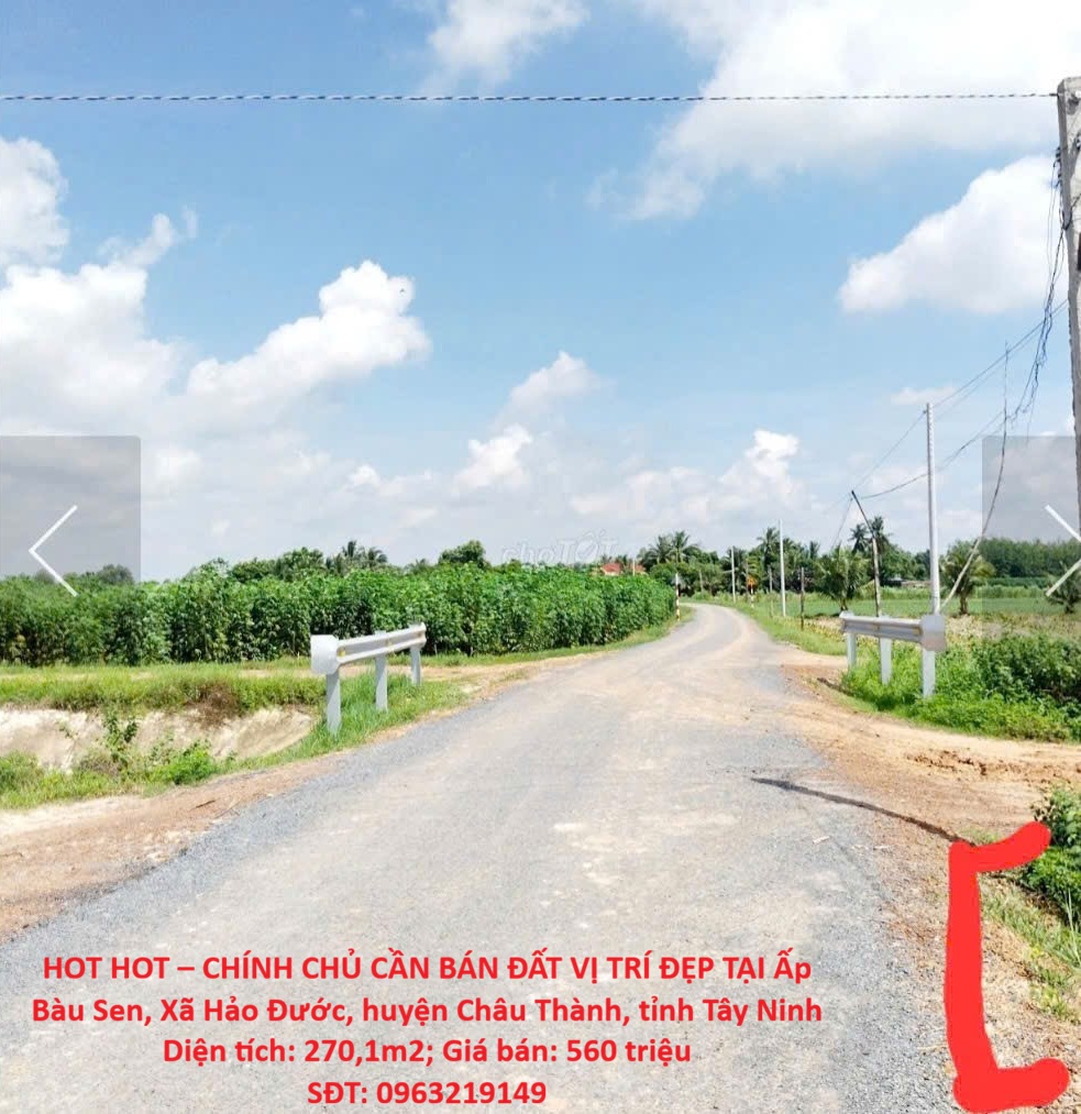 HOT HOT – CHÍNH CHỦ CẦN BÁN ĐẤT VỊ TRÍ ĐẸP  TẠI Xã Hảo Đước, huyện Châu Thành, tỉnh Tây Ninh 16005689