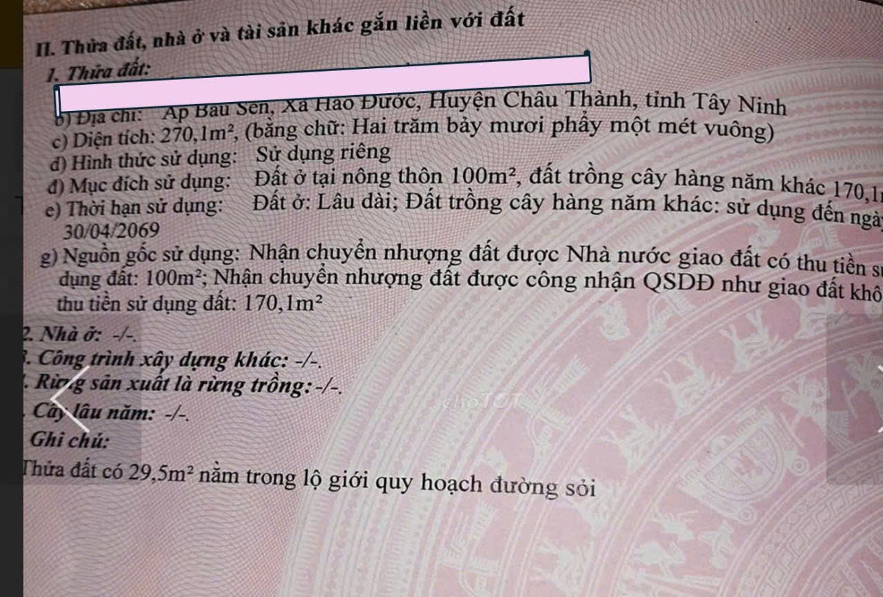HOT HOT – CHÍNH CHỦ CẦN BÁN ĐẤT VỊ TRÍ ĐẸP  TẠI Xã Hảo Đước, huyện Châu Thành, tỉnh Tây Ninh 16005689