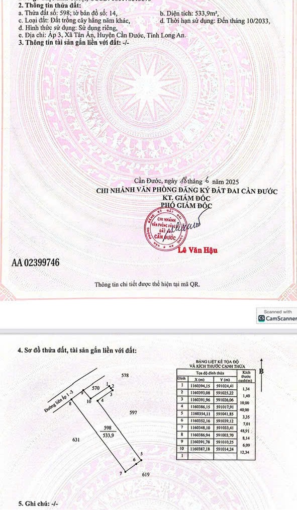 ĐẦU TƯ SINH LỜI - Chính Chủ Bán Trọn 3 thửa đất thuộc xã Tân Ân, Cần Đước, Long An 16006095