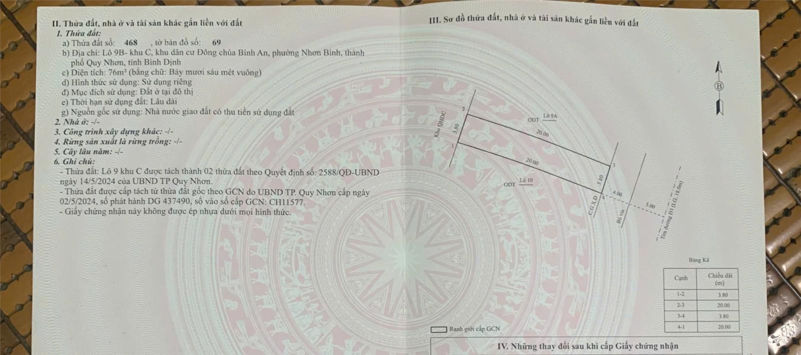 CẦN BÁN LÔ ĐẤT ĐẸP –  Khu Đông Chùa Bình An (chợ Dinh) P.Nhơn Bình, TP.Quy Nhơn, Bình Định 16006363