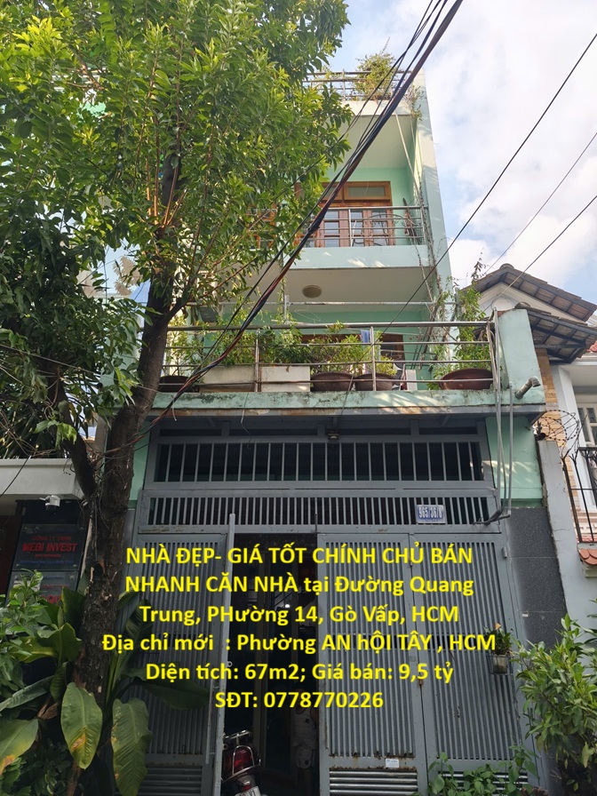 NHÀ ĐẸP- GIÁ TỐT CHÍNH CHỦ BÁN NHANH CĂN NHÀ tại Đường Quang Trung, PHường 14, Gò Vấp, HCM 16006431