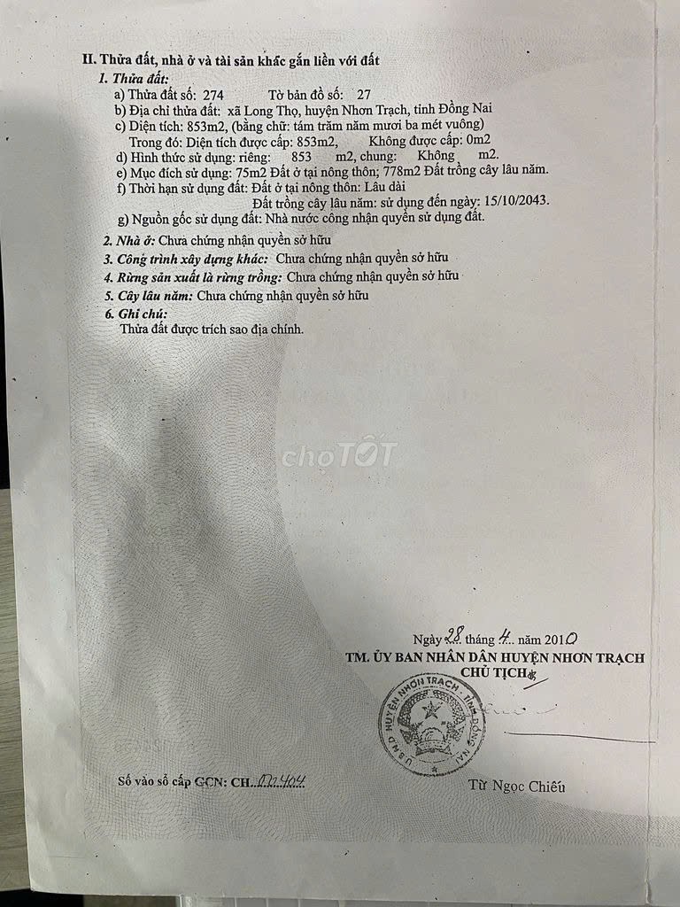 ĐẤT CHÍNH CHỦ  - GIÁ TỐT Cần Bán Tại Đường số 9, Xã Long Thọ, Huyện Nhơn Trạch, Đồng Nai 16006570