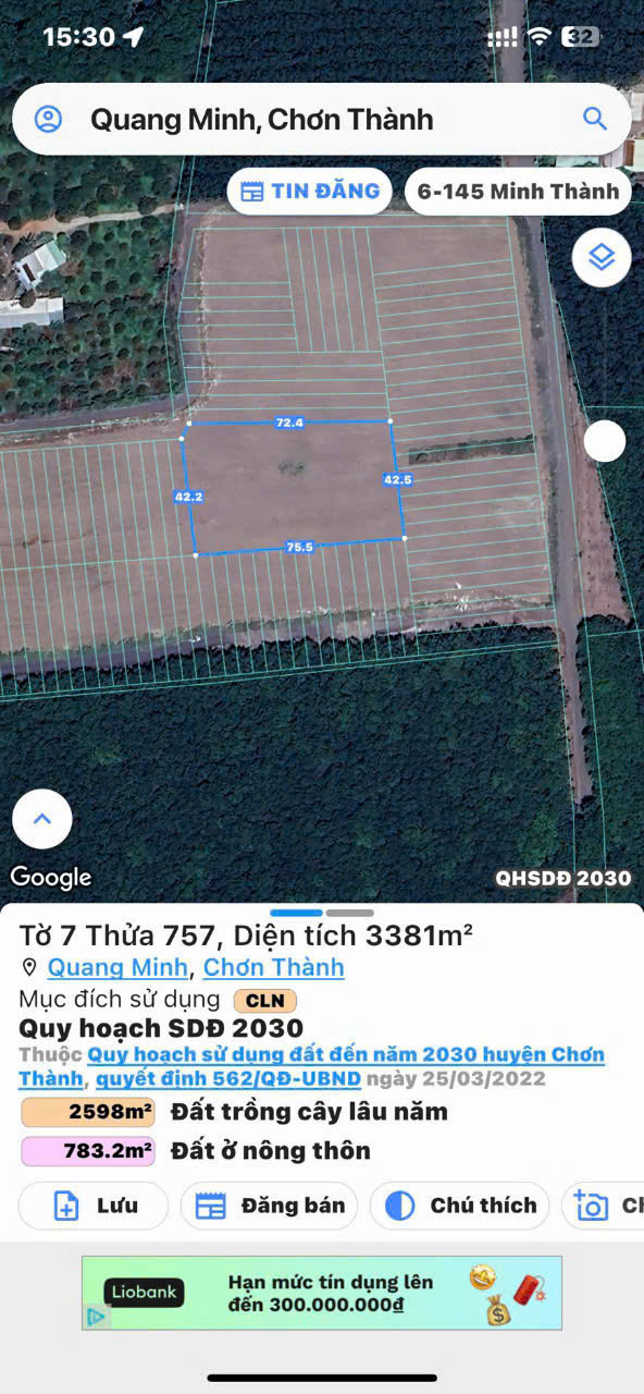 CHÍNH CHỦ BÁN ĐẤT DIỆN TÍCH LỚN – TẠI XÃ TÂN QUAN, TỈNH ĐỒNG NAI - GIÁ CHỈ 1TỶ800 16006610