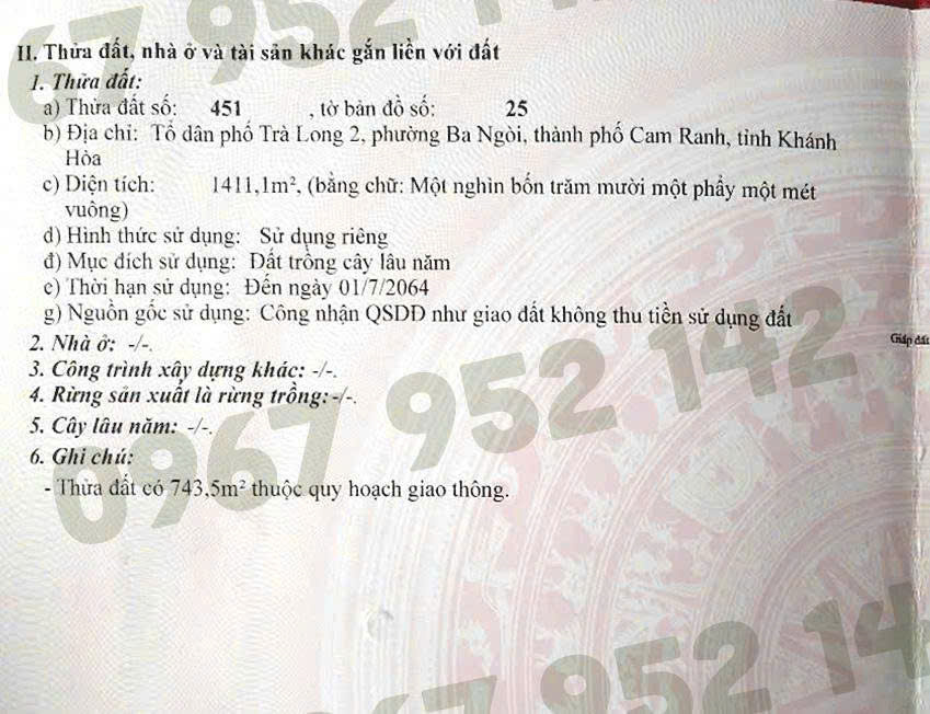 ĐẤT GÓC HIẾM TRONG LÕI QUY HOẠCH KDC TRÀ LONG 2 – Phường Ba Ngòi, TP. Cam Ranh, Khánh Hòa 16006779
