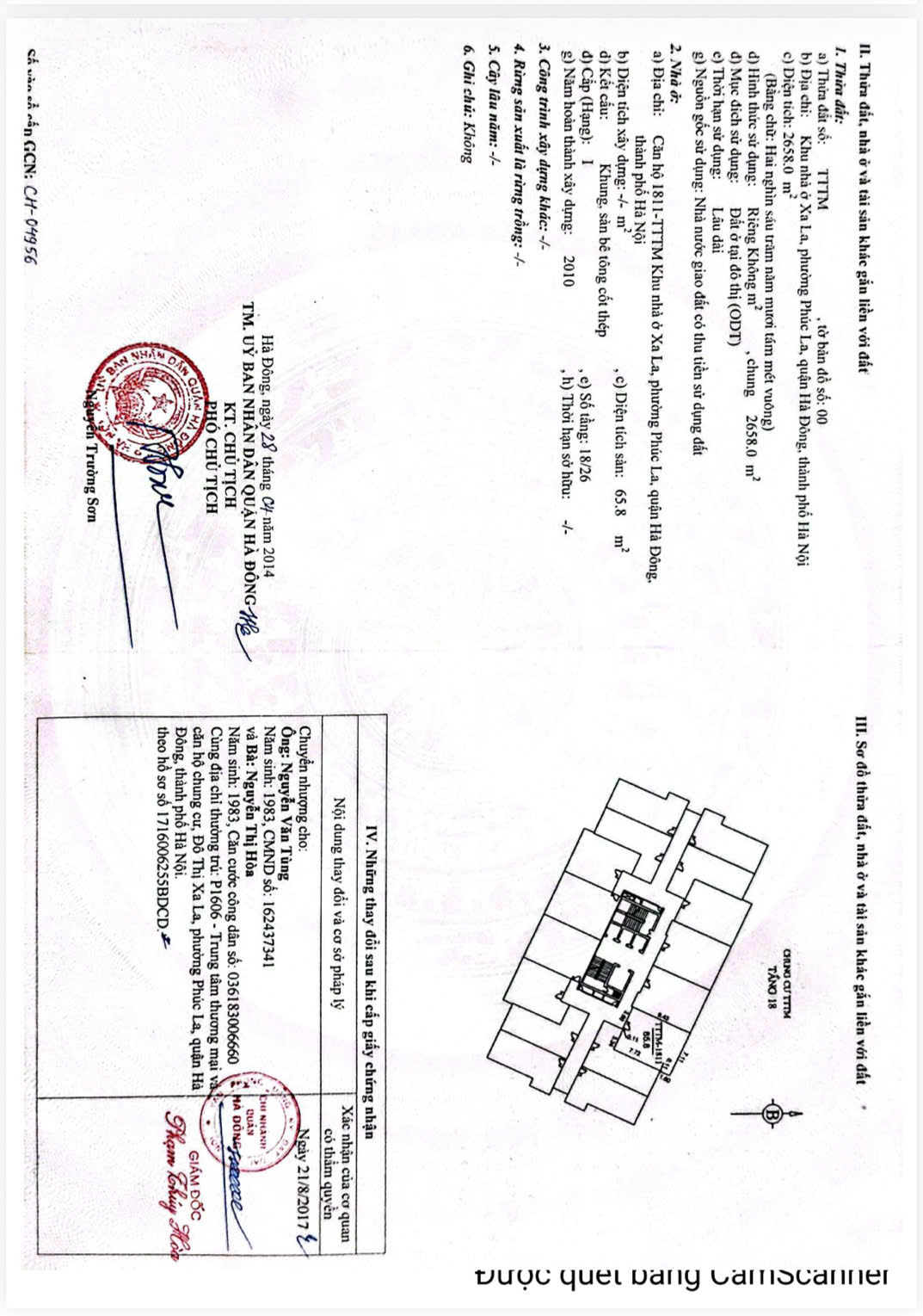 CHÍNH CHỦ BÁN CĂN GÓC 2PN TÒA TTTM và CHCC KHU ĐÔ THỊ XA LA, HÀ ĐÔNG – SỔ HỒNG CHÍNH CHỦ 16006988