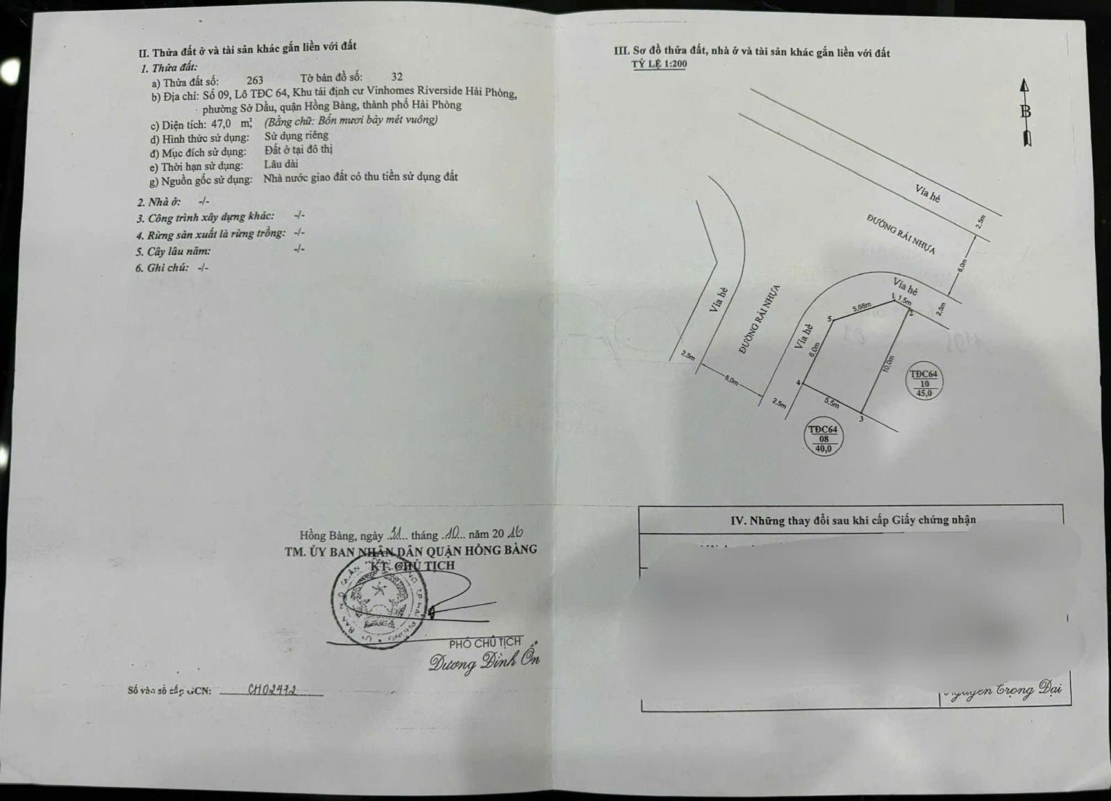 CHÍNH CHỦ BÁN ĐẤT TẶNG NHÀ 3 TẦNG – LÔ GÓC ĐỐI DIỆN CÔNG VIÊN – KHU TĐC VINHOME XI MĂNG, HỒNG BÀNG 16008061