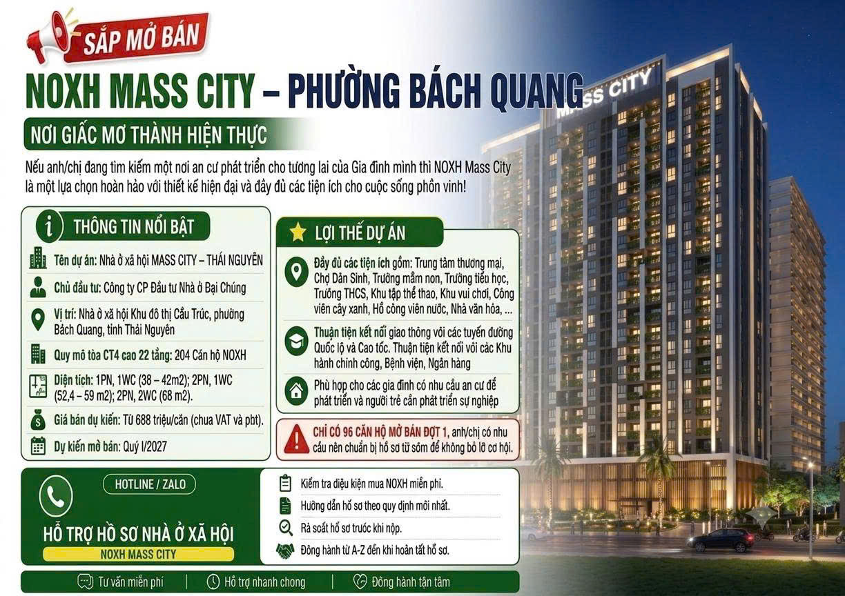 Nhà ở Xã Hội Mass City Thái Nguyên phường Bách Quang 16008180