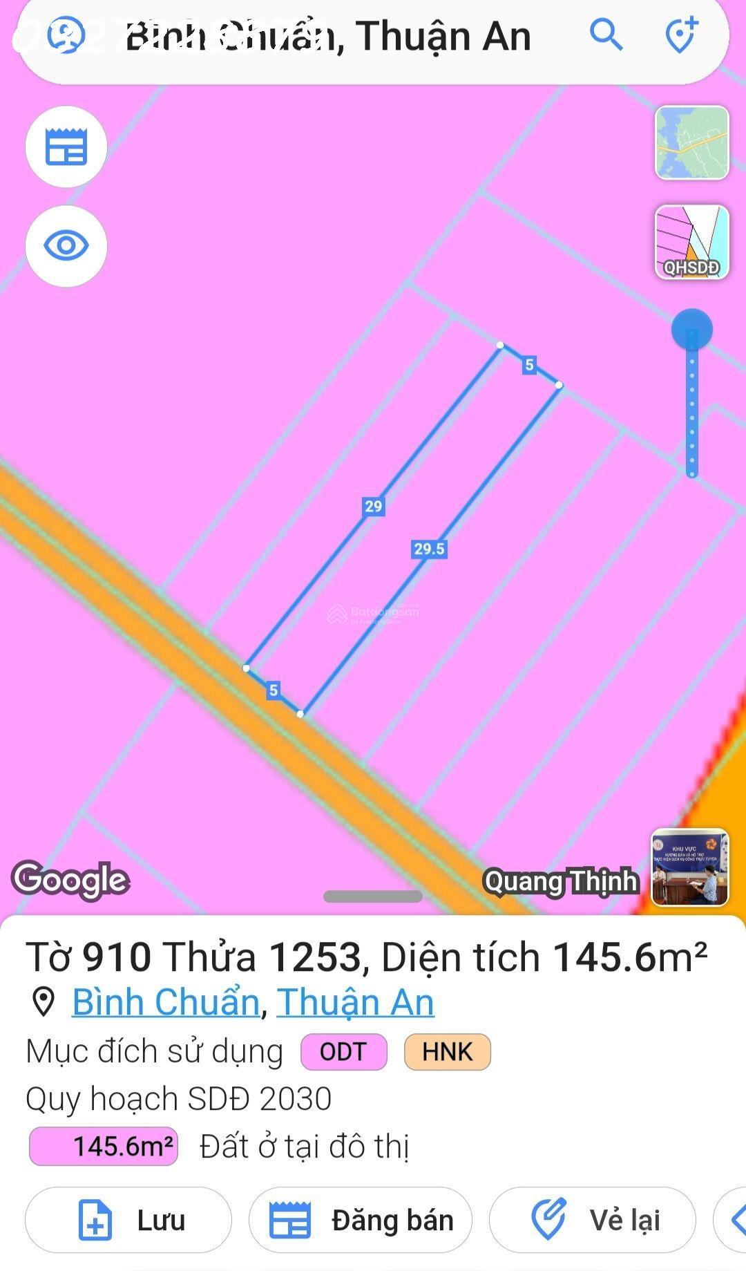Bán Đất tại Đường Bình Chuẩn 34, 145,5m2 (80m2 thổ cư) siêu hot giá tốt 3tỷ99 16008448