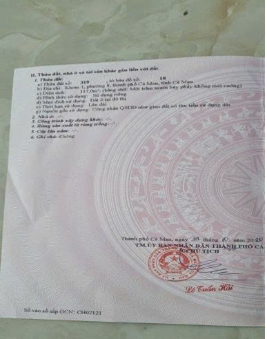 CHÍNH CHỦ CẦN BÁN NHÀ và ĐẤT + 2 PHÒNG TRỌ –  VỊ TRÍ ĐẸP TẠI PHƯỜNG 8 - TP. CÀ MAU 16008619