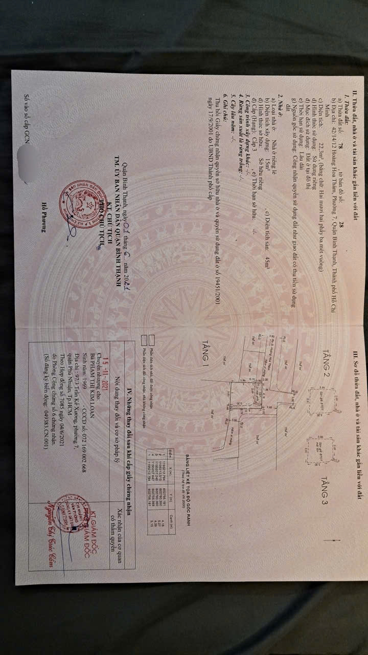BÁN NHÀ 4.68 TỶ TẠI 42/14/12 HOÀNG HOA THÁM, PHƯỜNG 7, BÌNH THẠNH, TP.HCM 16008695