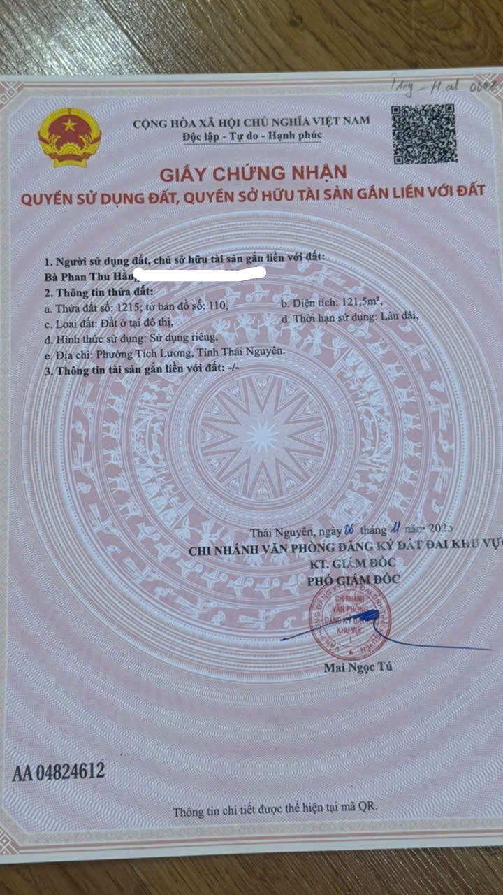 CHÍNH CHỦ BÁN NHÀ 2 TẦNG – PHƯỜNG TÍCH LƯƠNG, THÁI NGUYÊN 16009210