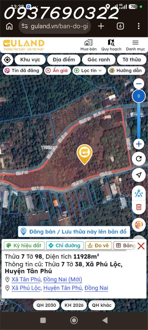 Chính chủ cần chuyển nhượng quỹ đất hiếm 11.928m2 - P. Tân Phú, TP. Đồng Nai 16009803