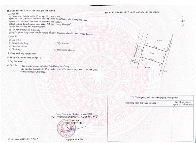 Thanh lý đất xã Sông Khoai, Quảng Yên, Quảng Ninh, 264m2, MT 12m, 2.1 tỷ 16010228