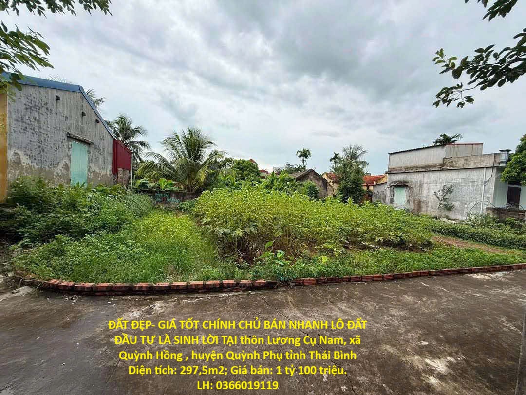 ĐẤT ĐẸP- GIÁ TỐT CHÍNH CHỦ BÁN NHANH LÔ ĐẤT ĐẦU TƯ LÀ SINH LỜI TẠI huyện Quỳnh Phụ tỉnh Thái Bình 16010299