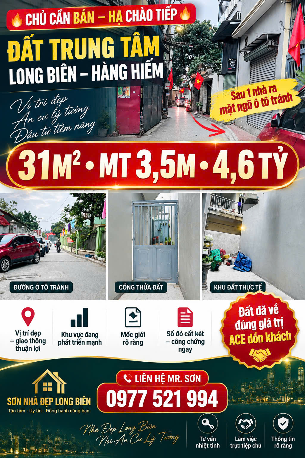 HÀNG HIẾM BÁN ĐẤT NGUYỄN VĂN LINH, LONG BIÊN  SAU 1 NHÀ RA Ô TÔ TRÁNH  KHU VỰC ĐANG PHÁT TRIỂN 31M² 16010465