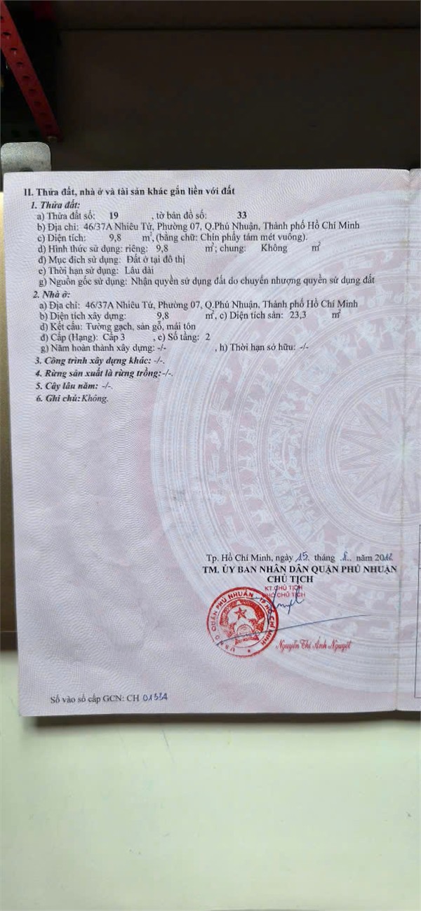 HOT HOT– CHÍNH CHỦ CẦN NHÀ TẠI Phường 7, Quận Phú Nhuận, Tp Hồ Chí Minh 16010599