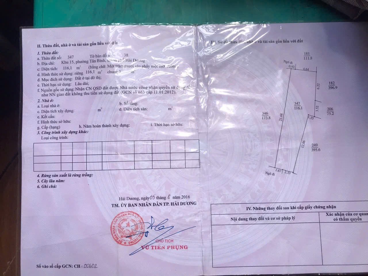 Bán đất ngõ 9 Tân Kim, phường Tân Bình, TP Hải Dương, 116.1m2, mt 4m, đường oto thông, rộng 16010663