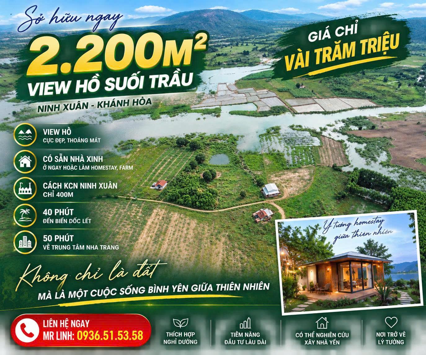 VÀI TRĂM TRIỆU CÓ 2.200M² VIEW HỒ + NHÀ SẴN – CÁCH KCN NINH XUÂN CHỈ 400M 16011083