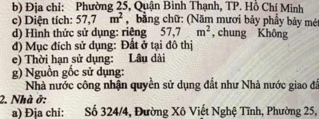 Nhà 2 tầng 58m2 đất công nhận, 4PN 4WC, 324/4 Xô Viết Nghệ Tĩnh 5.5 tỷ 16011115