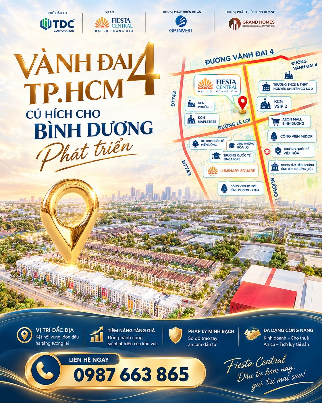 DỰ ÁN FIESTAL CENTRAL BÌNH DƯƠNG – 0987663865  SHOPHOUSE 2 MẶT TIỀN – TÀI SẢN KÉP, LINH HOẠT KHAI 16011127