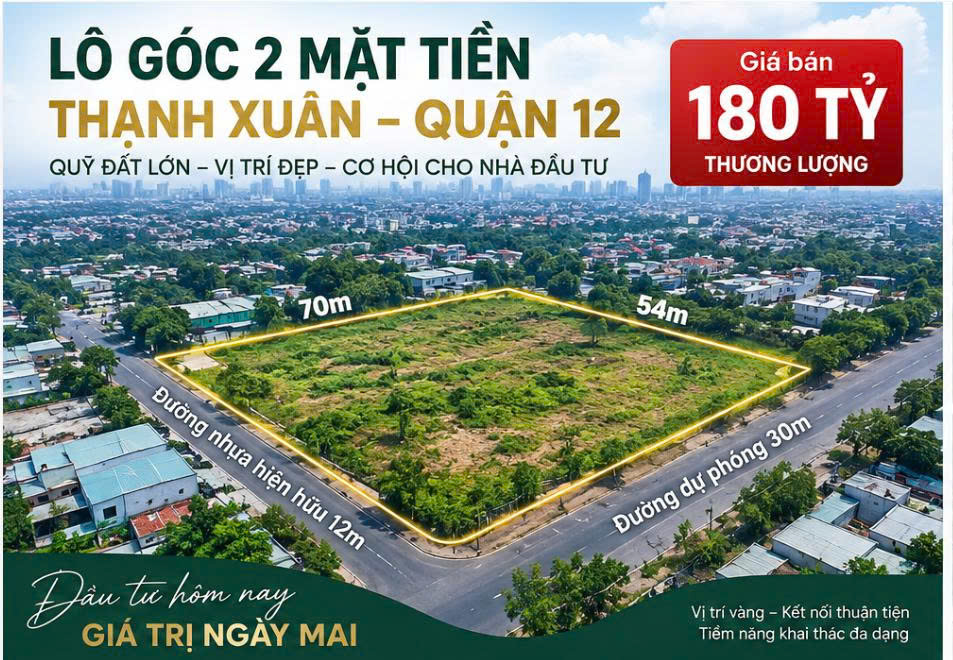 LÔ GÓC 2 MẶT TIỀN THẠNH XUÂN, Q12 – 3.900M² – GIÁ 180 TỶ TL 16011469