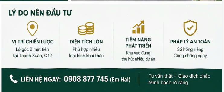 LÔ GÓC 2 MẶT TIỀN THẠNH XUÂN, Q12 – 3.900M² – GIÁ 180 TỶ TL 16011469