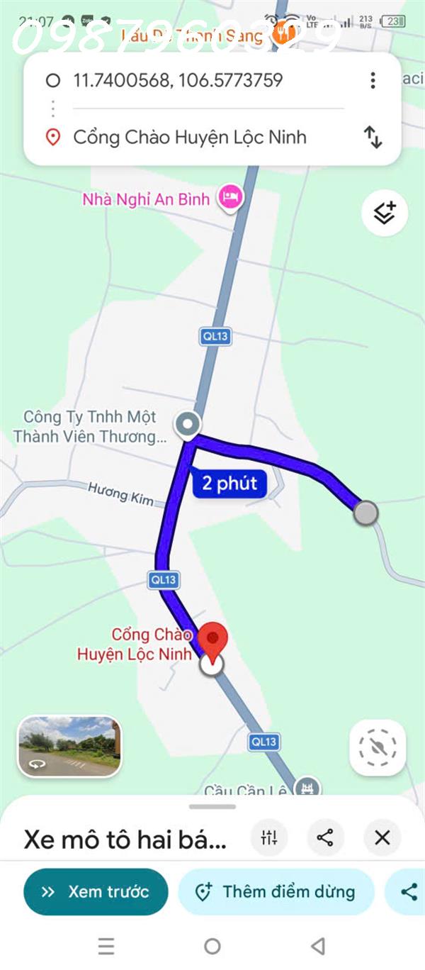 Chính chủ cần bán lô đất đẹp gần cổng chào Lộc Ninh, cách QL 13 500m 16011472