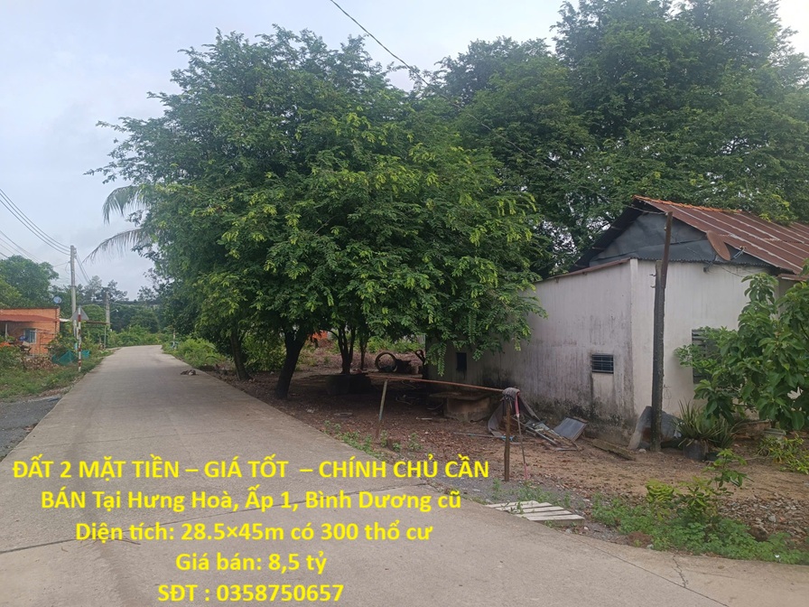 ĐẤT 2 MẶT TIỀN – GIÁ TỐT  – CHÍNH CHỦ CẦN BÁN Tại Hưng Hoà, Ấp 1, Bình Dương cũ 16011523