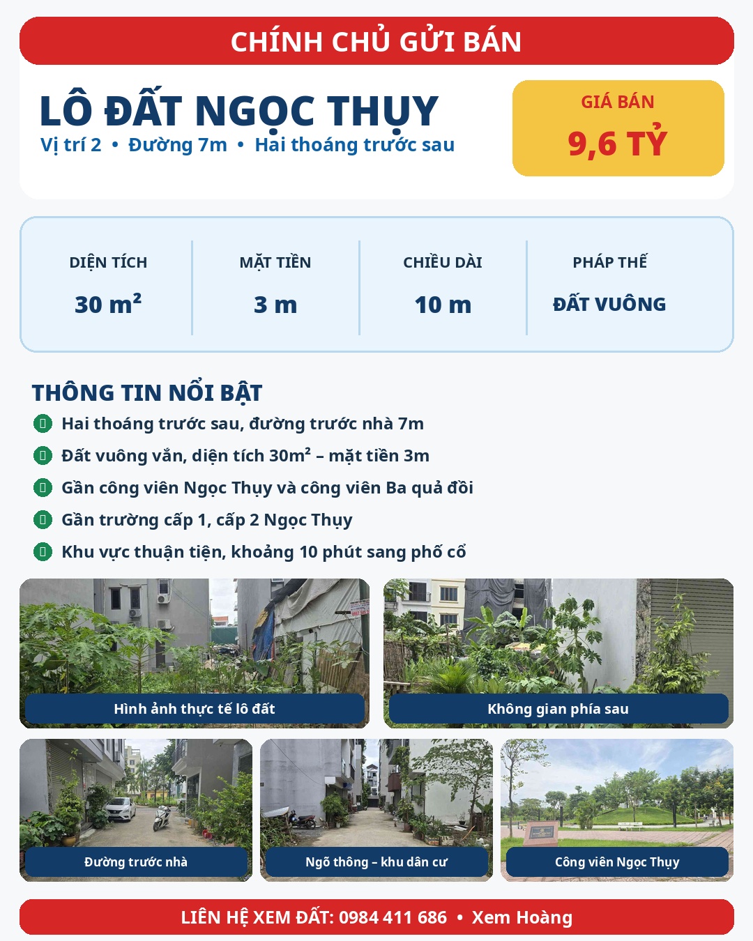 BÁN LÔ ĐẤT NGỌC THỤY – 30M² – ĐƯỜNG 7M – HAI THOÁNG – 9,6 TỶ 16011584