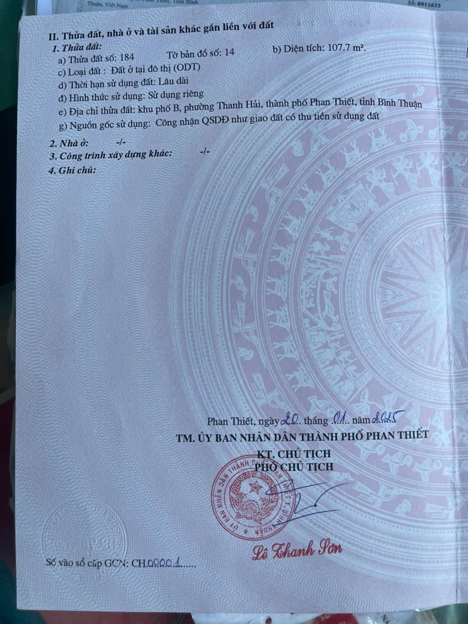 NHÀ ĐẸP – GIÁ TỐT - CẦN BÁN NHANH CĂN NHÀ TẠI Phường Thanh Hải, TP. Phan Thiết, Bình Thuận 16011804