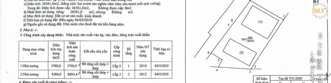 BÁN NHÀ XƯỞNG – VĨNH CỬU, ĐỒNG NAI 26.561 m² 16012005