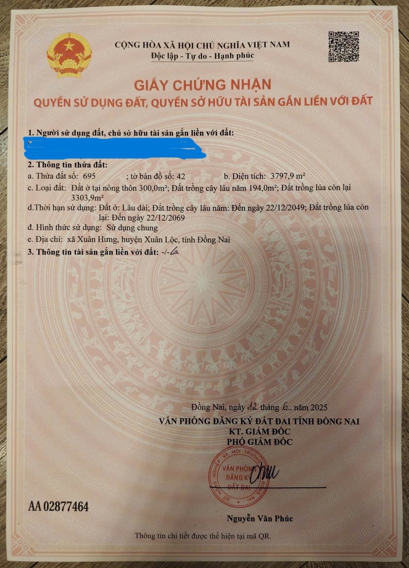 CƠ HỘI ĐẦU TƯ SINH LỜI HẤP DẪN -Chính Chủ Bán Đất MẶT TIỀN QUỐC LỘ 1A -Xuân Hưng, Xuân Lộc, Đồng Nai 16012154