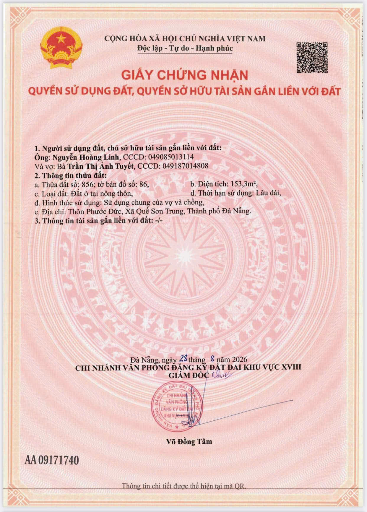 CHÍNH CHỦ BÁN 2 LÔ ĐẤT SÁT CHỢ ĐÀN – PHƯỚC ĐỨC, QUẾ SƠN TRUNG, TP. ĐÀ NẴNG 16012351