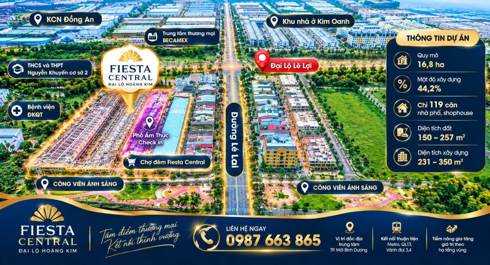 FIESTA CENTRAL BECAMEX BÌNH DƯƠNG 0987663865  – NHÀ PHỐ 2 MẶT TIỀN CHỈ 4,6 TỶ/CĂN 16012493