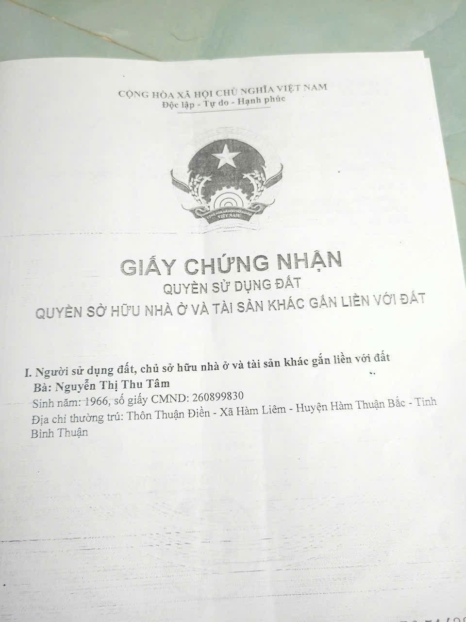 QUỸ ĐẤT HIẾM – CẦN BÁN GẤP ĐẤT THỔ CƯ 103M², CẦU SỐ 6, xã Hàm Liêm, Hàm Thuận Bắc,  Bình Thuận. 16012582