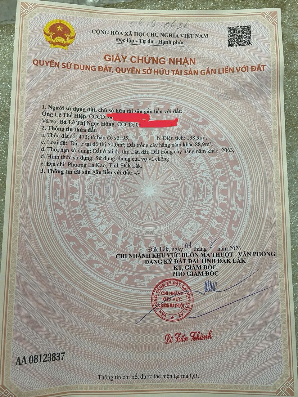 ĐẤT ĐẸP – GIÁ TỐT – CẦN BÁN NHANH ĐẤT THỔ CƯ, Ea Kao, Buôn Ma Thuột, Đắk Lắk 16012877