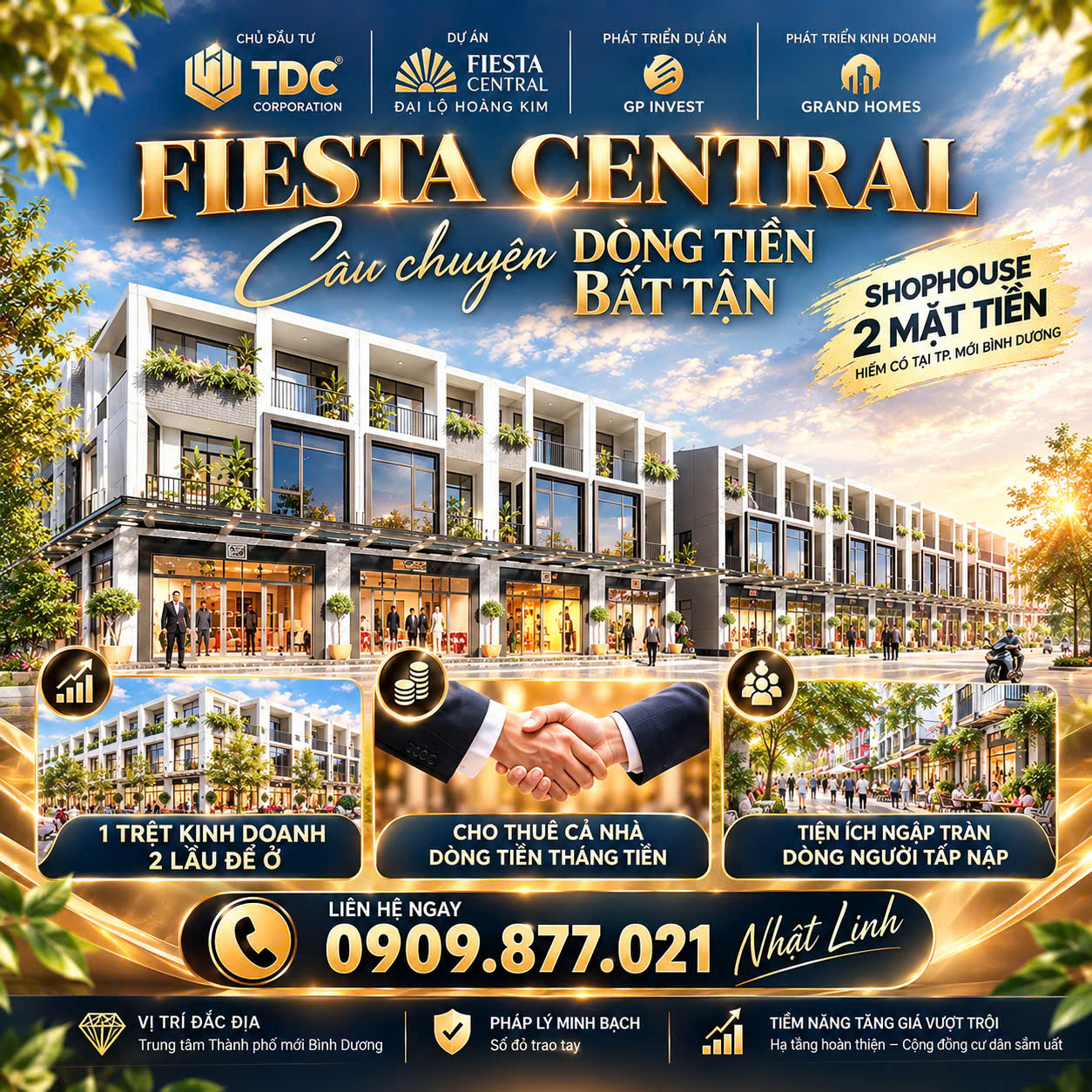Nhà phố 2 mặt tiền Fiesta Central Thành Phố Mới Bình Dương – vốn ban đầu từ 1.380  Tỉ 16012924