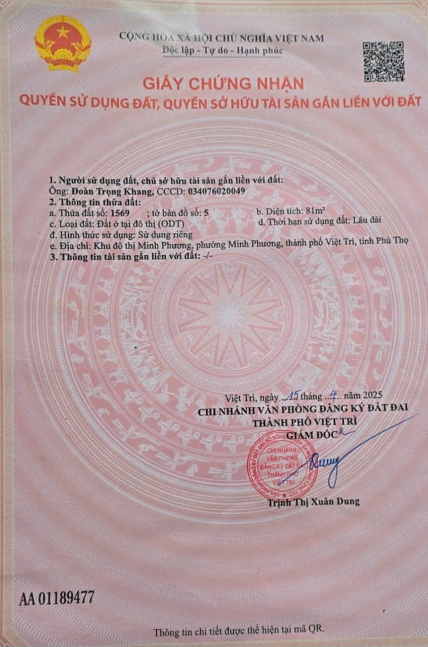 CHÍNH CHỦ BÁN NHÀ 3 TẦNG – KĐT MINH PHƯƠNG, VIỆT TRÌ, PHÚ THỌ 16013172