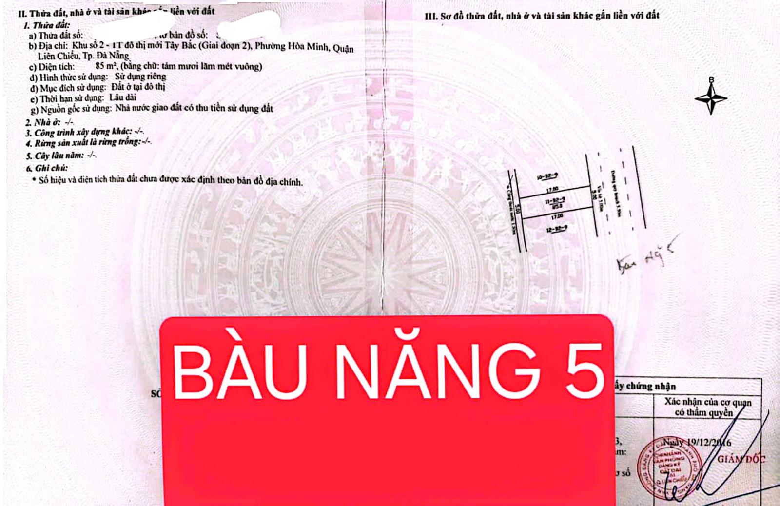 🔴💥BÁN ĐẤT BÀU NĂNG 5 – GẦN BIỂN – SÁT TRỤC LÝ THÁI TÔNG 16013611