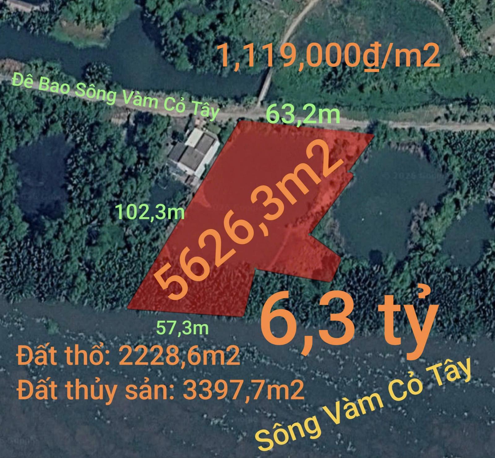 Bán lô đất thổ làm bãi cát mặt tiền đê bao giá 6,3 tỷ 16013916