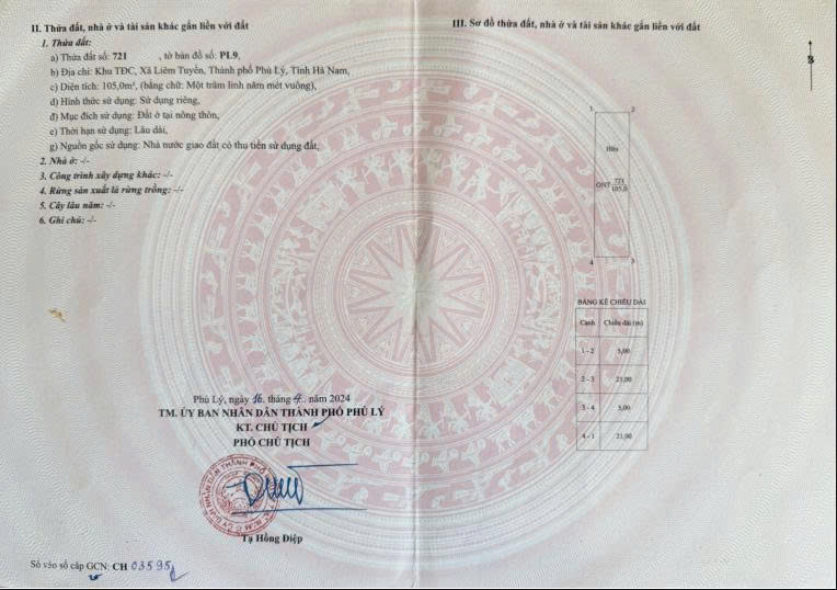 CHÍNH CHỦ CẦN TIỀN BÁN GẤP MẢNH ĐẤT TẠI PHỦ LÝ, HÀ NAM. 16013914