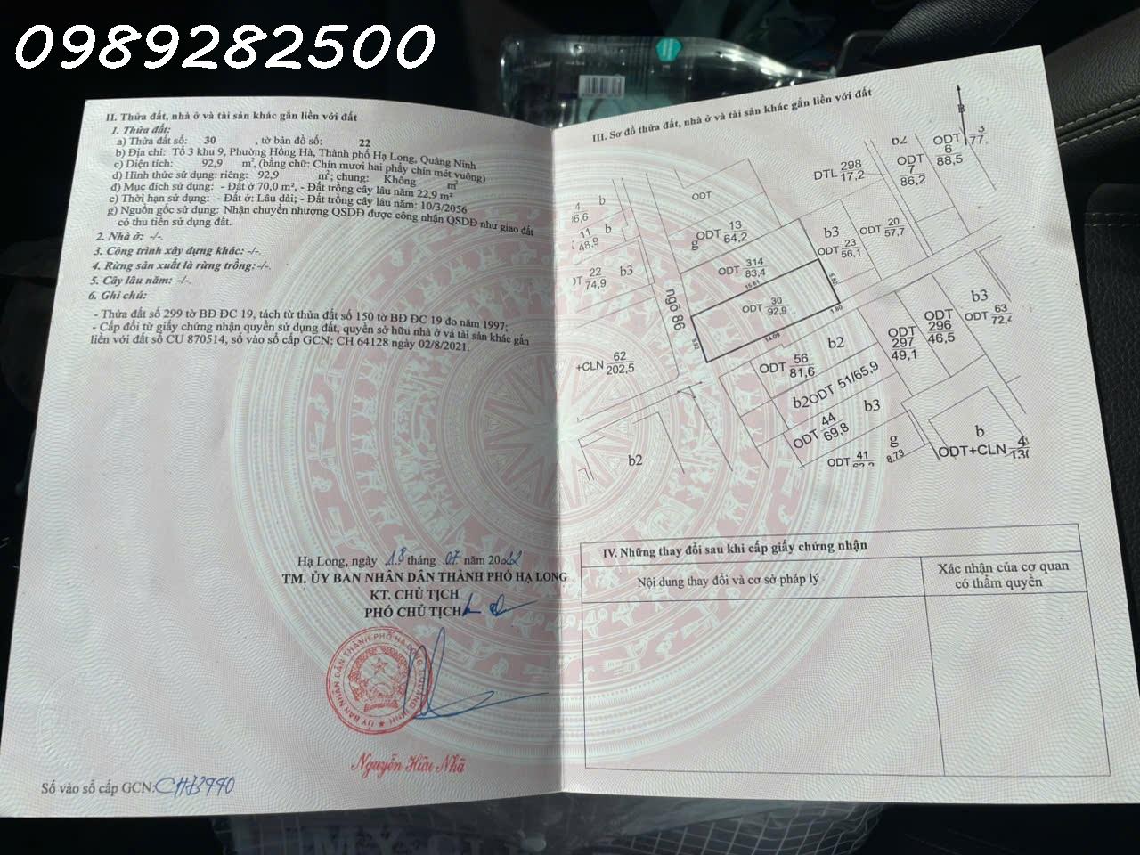 Chính chủ bán lô đất siêu đẹp tại phường Hồng Hà TP. Hạ Long, DT 92,9m2, giá đầu tư 16014034