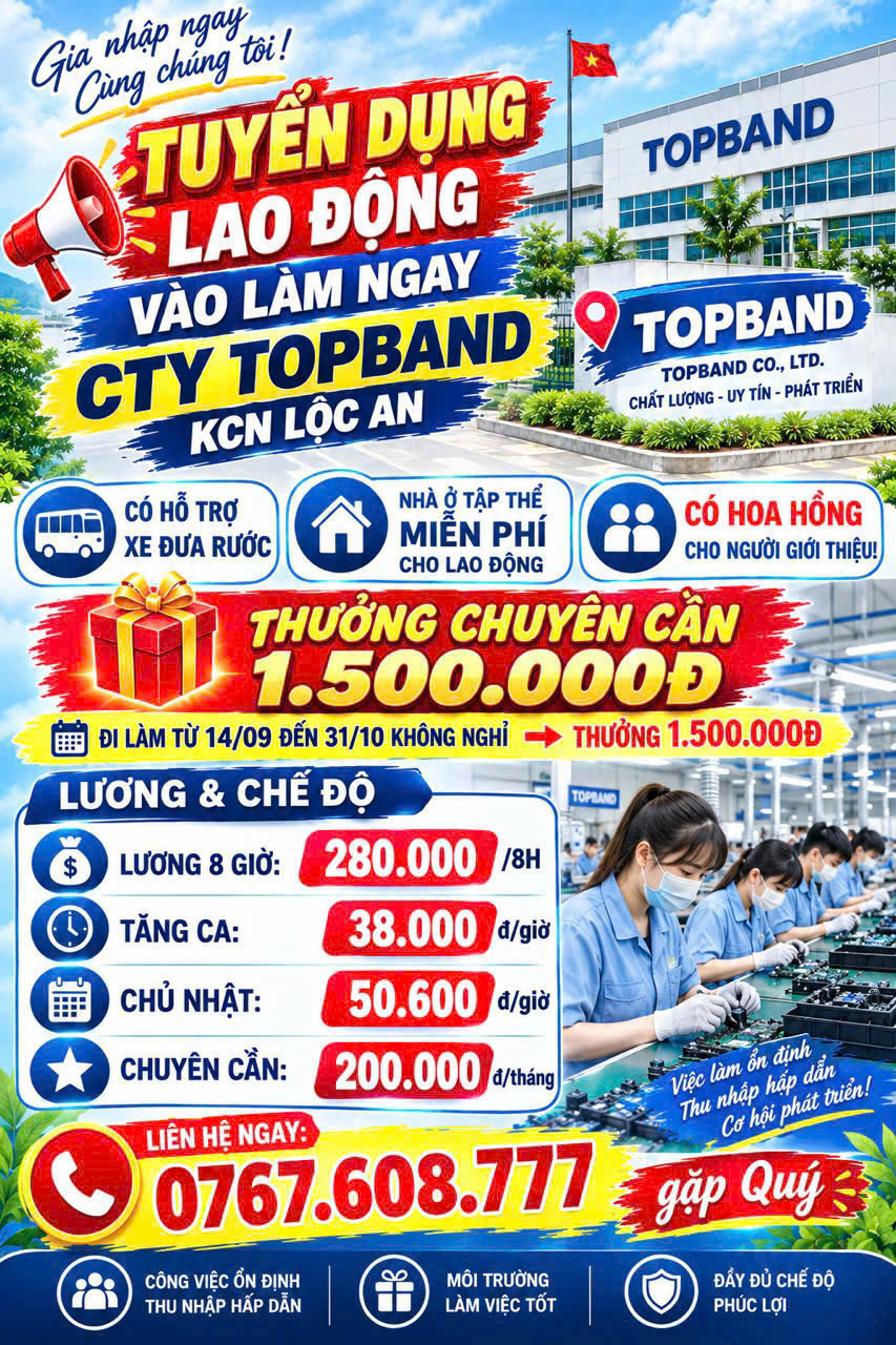 Tuyển Lao Động Nam/ Nữ TUỔI TỪ 18 Đến 50 Thu nhập 10 ĐẾN 14Triệu Tháng - Chỉ Cần CCCD & Vneid 16014093