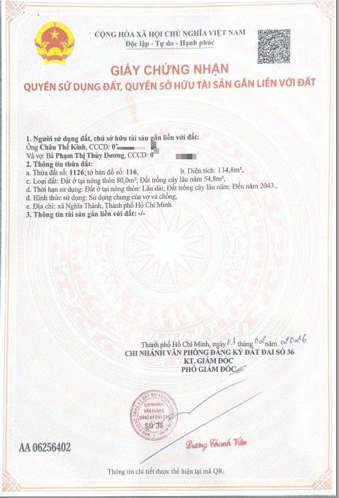 BÁN ĐẤT XÃ NGHĨA THÀNH, TP.HCM 16014370
