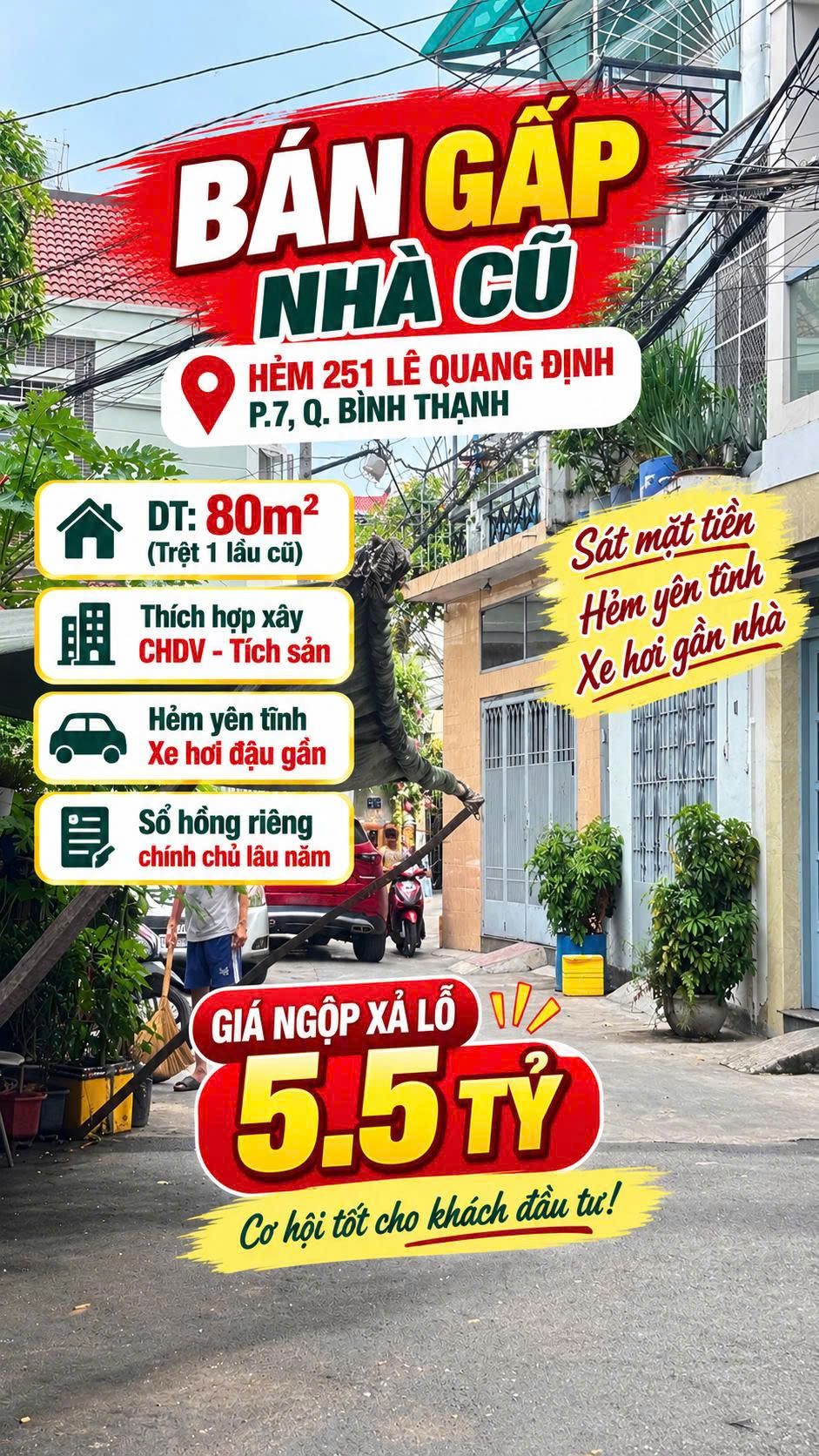 Giảm 2 tỷ Bán nhà Lê Quang Định Bình Thạnh, 78m2  xây CHDV, 5.5tỷ 16014605