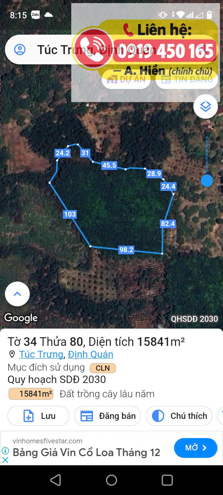 Chính chủ cần bán gấp đất cao su 15.840m tại Túc Trưng, Đồng Nai 16014764